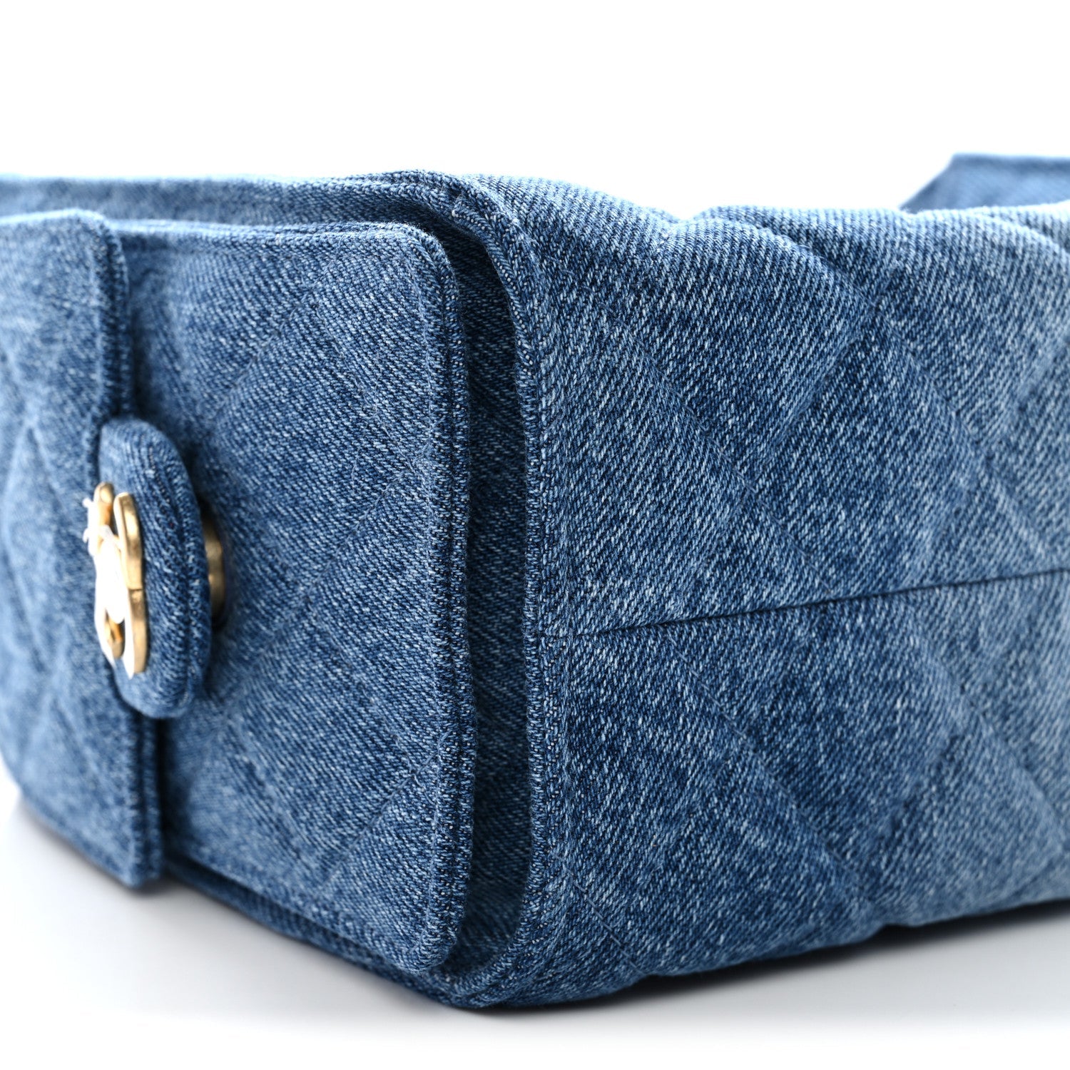 Washed Denim Quilted Mini CHNL 25 Handbag Blue