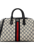 GG Supreme Monogram Web Medium Ophidia Top Handle Bag Beige Blue