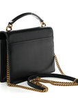 Coated Bark Calfskin Sunset Chain Wallet Black