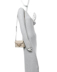GG Supreme Monogram Textured Dollar Calfskin Mini Horsebit 1955 Shoulder Bag Beige Mystic White Oatmeal