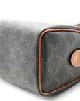 Triomphe Canvas Calfskin Small Boston Bag Tan