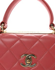 Lambskin Quilted Small Trendy CC Flap Dual Handle Bag Dark Pink