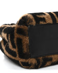 Shearling Nappa Macro FF 1974 Mini Peekaboo Iconic Satchel Tobacco Black