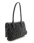 Calfskin Intreccio Rumple Desiree Shoulder Bag Black