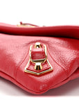 Chevre Gold Metallic Edge Hardware Envelope Clutch Rouge Grenade