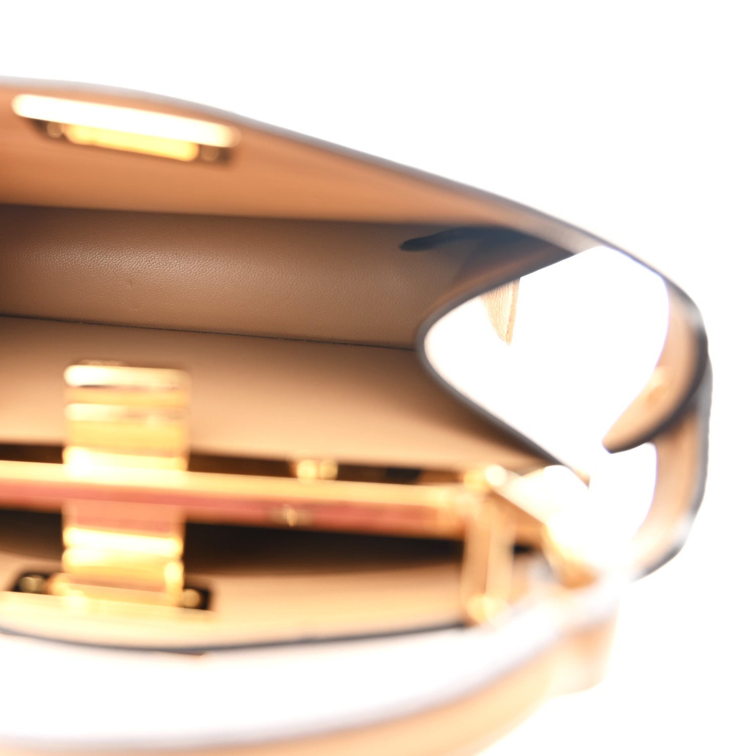 Shiny Nappa Petite Peekaboo I SEE U Satchel Miele Scuro