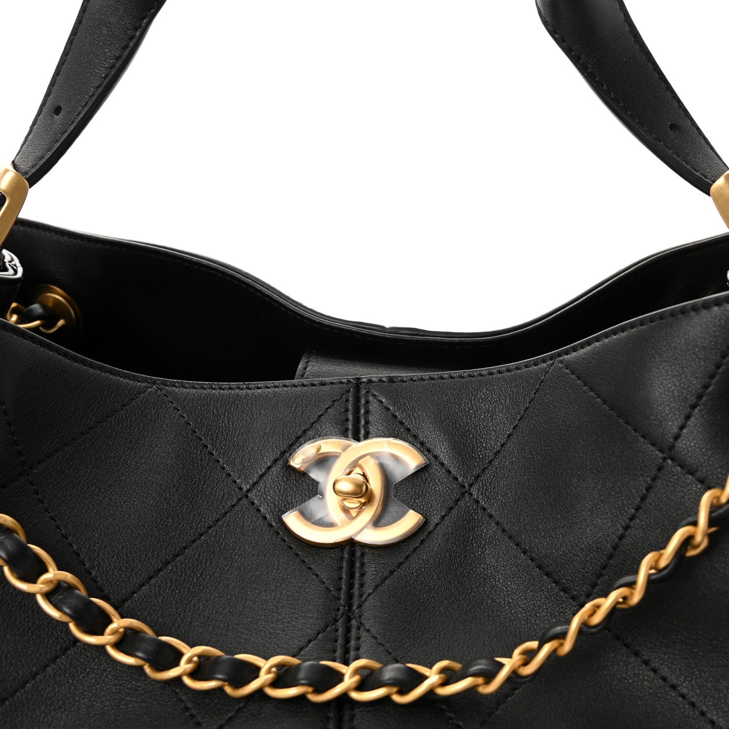 Calfskin Quilted Small Coco Base Shopping Bag Black