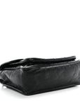 Crinkled Calfskin Matelasse Monogram Medium Niki Chain Satchel Black