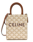 Triomphe Canvas Calfskin Mini Vertical Cabas White