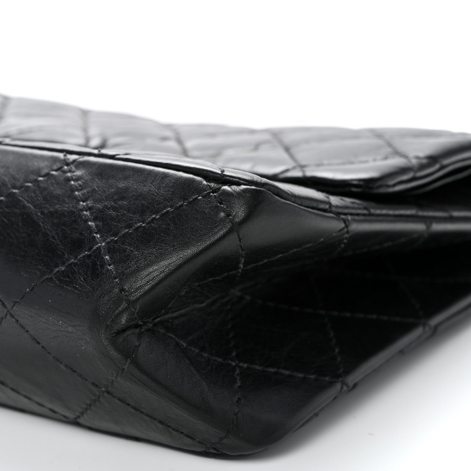 Aged Calfskin Quilted 2.55 Reissue 227 Flap Black