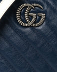 Azalea Calfskin Matelasse Diagonal Mini Torchon GG Marmont Round Shoulder Bag Blue Agata Mystic White