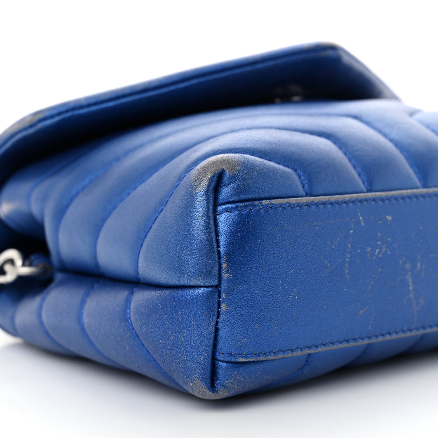 Metallic Calfskin Y Quilted Monogram Toy Loulou Crossbody Bag Blue Royal