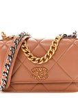 Lambskin Quilted CHNL 19 Wallet On Chain WOC Brown