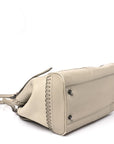 Grainy Calfskin Braided Small Canterbury Tote Beige