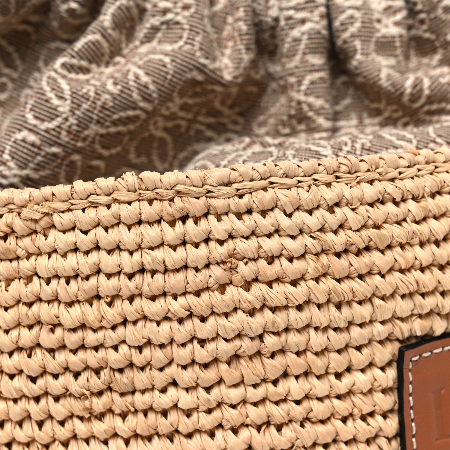 Calfskin Raffia Anagram Paulas Ibiza Pochette Bag Natural Tan