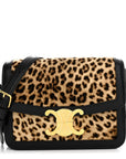 Velvet Calfskin Leopard Print Teen Triomphe Bag Brown Black