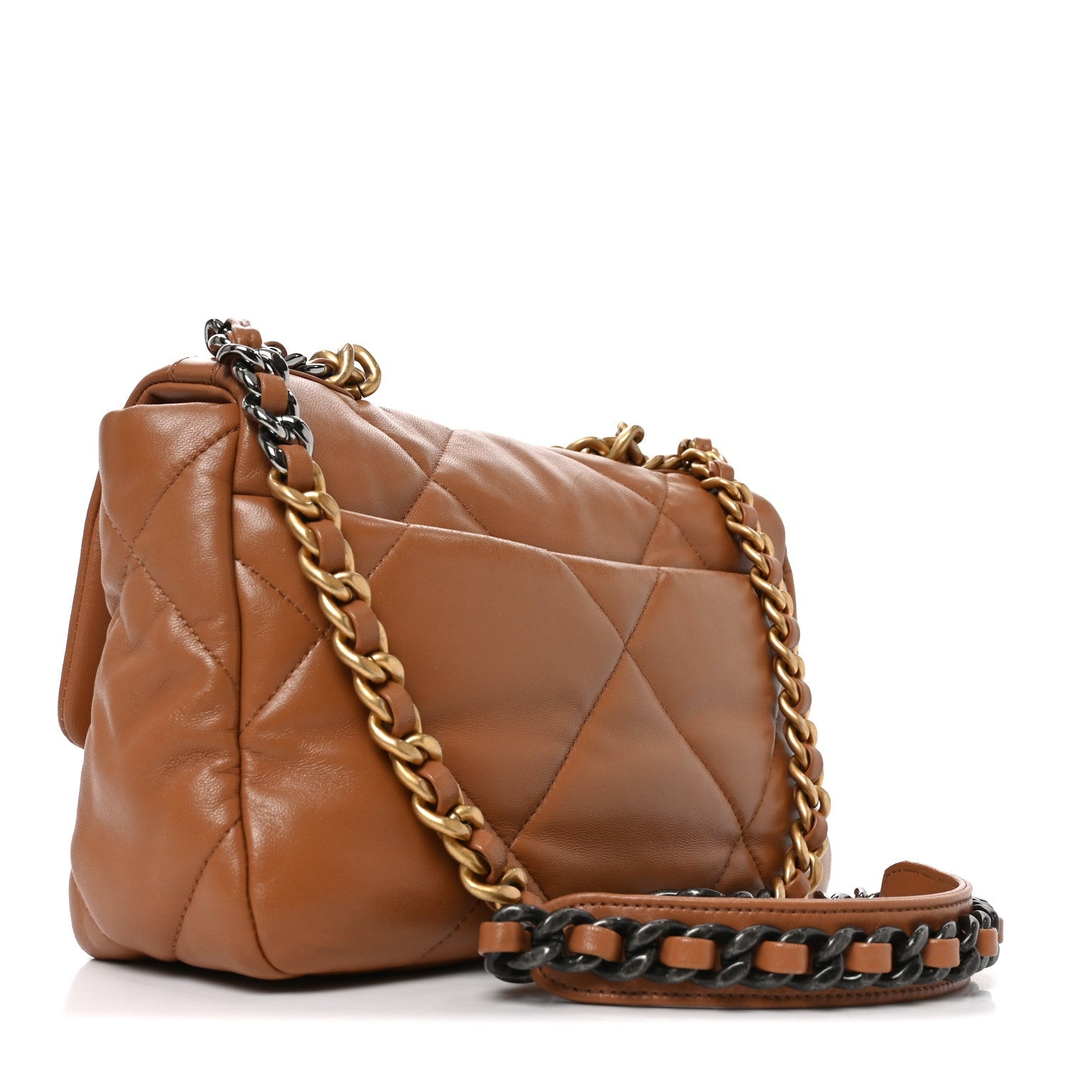 Lambskin Quilted Medium CHNL 19 Flap Brown