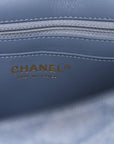 Printed Denim Quilted Mini Rectangular Flap Light Blue
