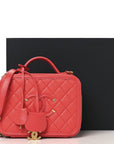 Caviar Quilted Medium CC Filigree Vanity Case Red