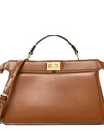 Vitello King Luxor Shiny Nappa Medium Peekaboo I SEE U East West Satchel Brandy Light Rose