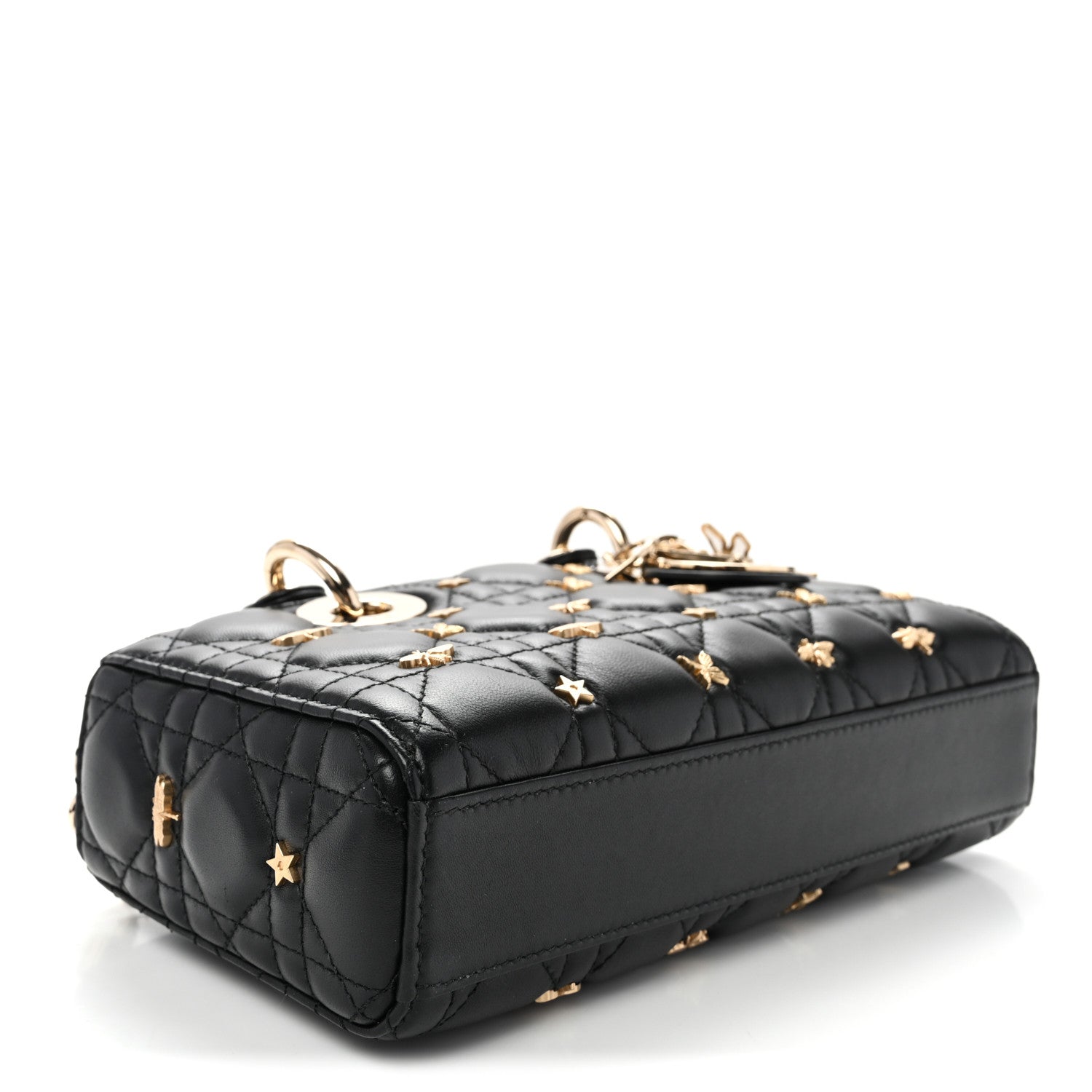 Lambskin Cannage Butterfly Studs Small Lady D-Joy Black