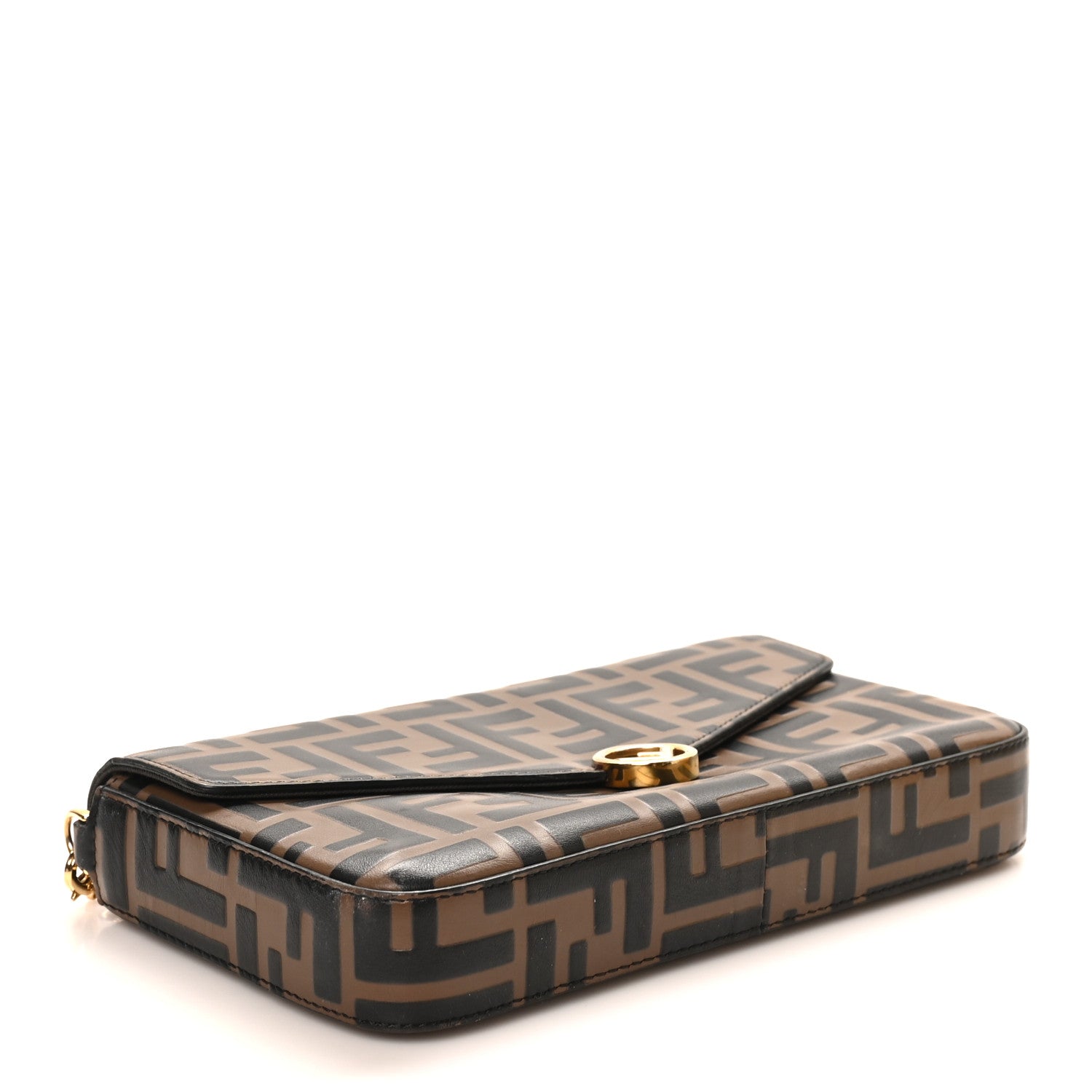 Vitello Soft F is FNDI Bi-Color FF 1974 Embossed Envelope Wallet On Chain with Pouches Maya Black