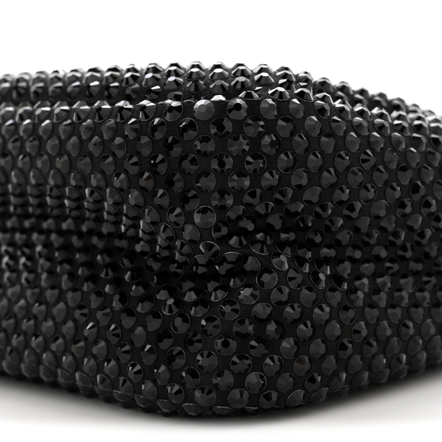 Satin Crystal Soft Padded Small Double Handled Shoulder Bag Black