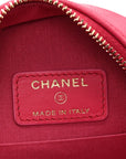 Lambskin Quilted CHNL 19 Round Clutch With Chain Pink