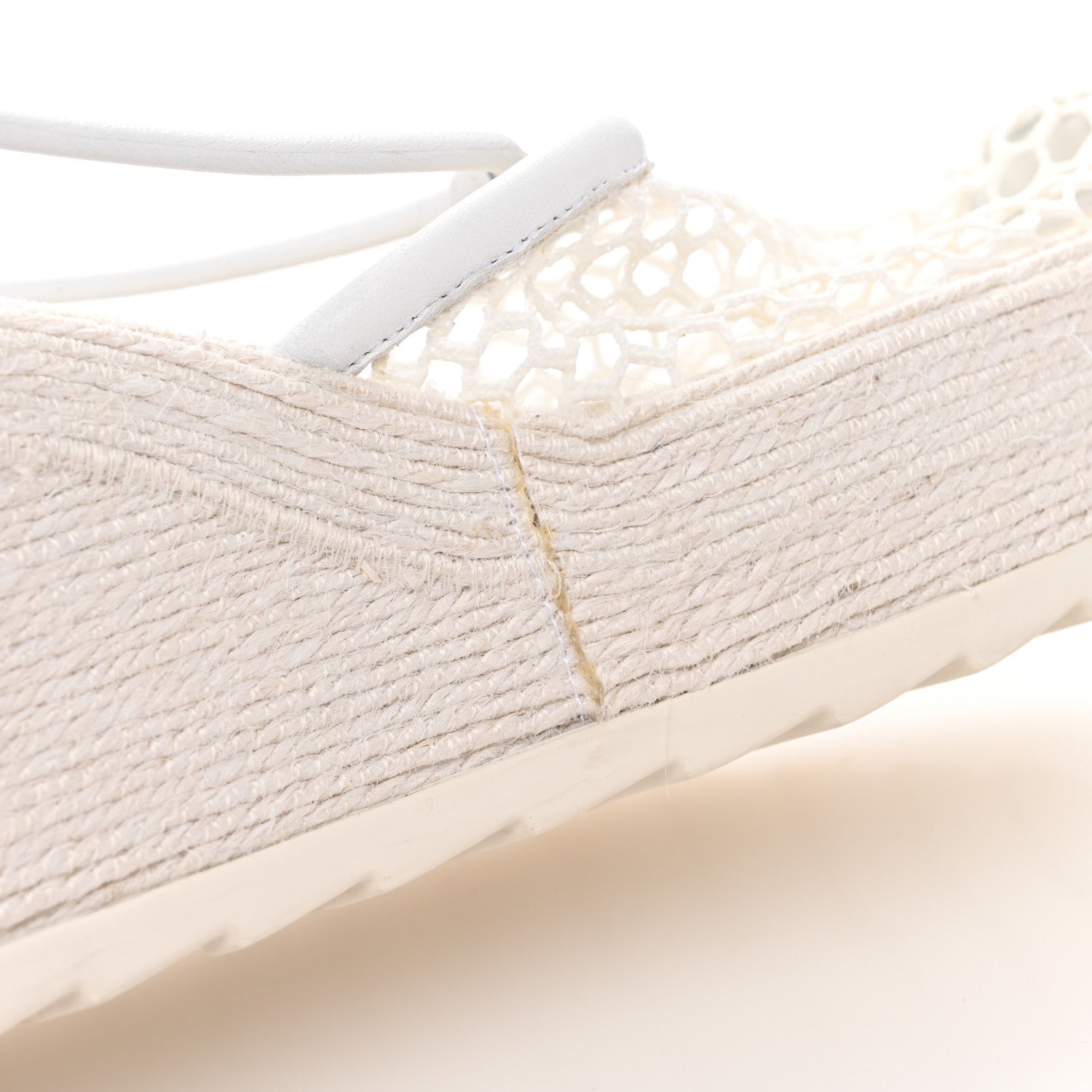 Mesh Lambskin Sporty Web Stretch Ankle Tie Espadrilles 37 Optic White