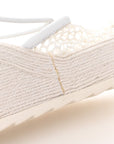 Mesh Lambskin Sporty Web Stretch Ankle Tie Espadrilles 37 Optic White