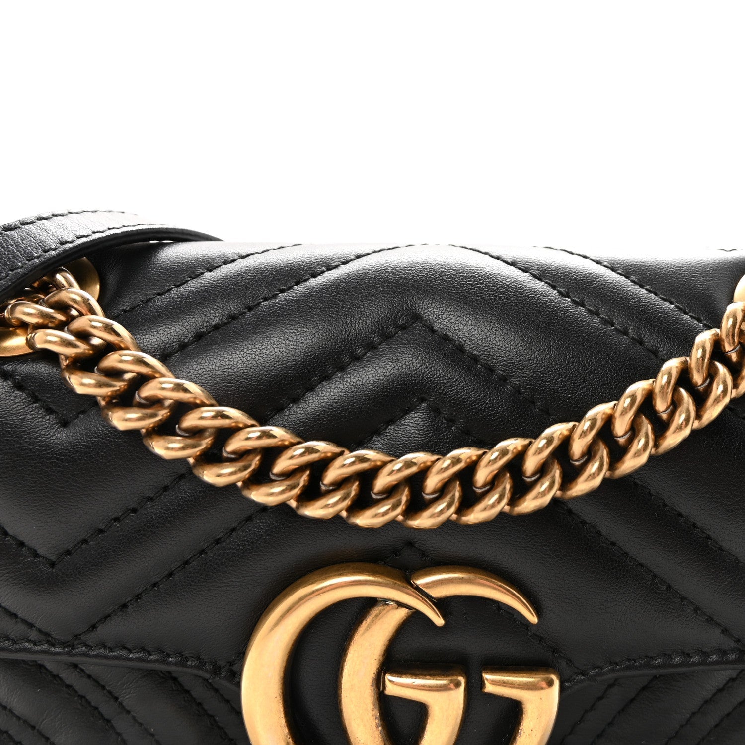 Calfskin Matelasse Mini GG Marmont Shoulder Bag Black