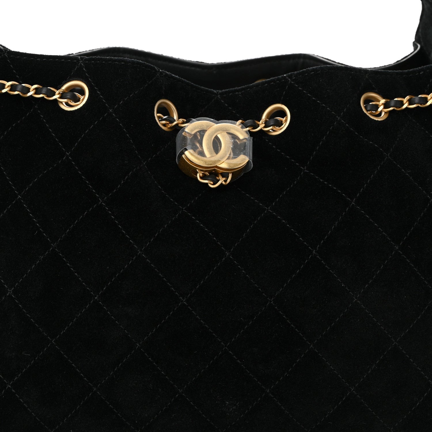 Suede Quilted Small CHNL 25 Handbag Black