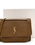 Grained Lambskin Monogram Large Niki Chain Satchel Dark Cork