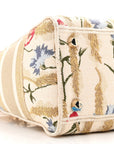 Canvas Embroidered Hibiscus Printed Medium Lady D-Lite Beige Multicolor