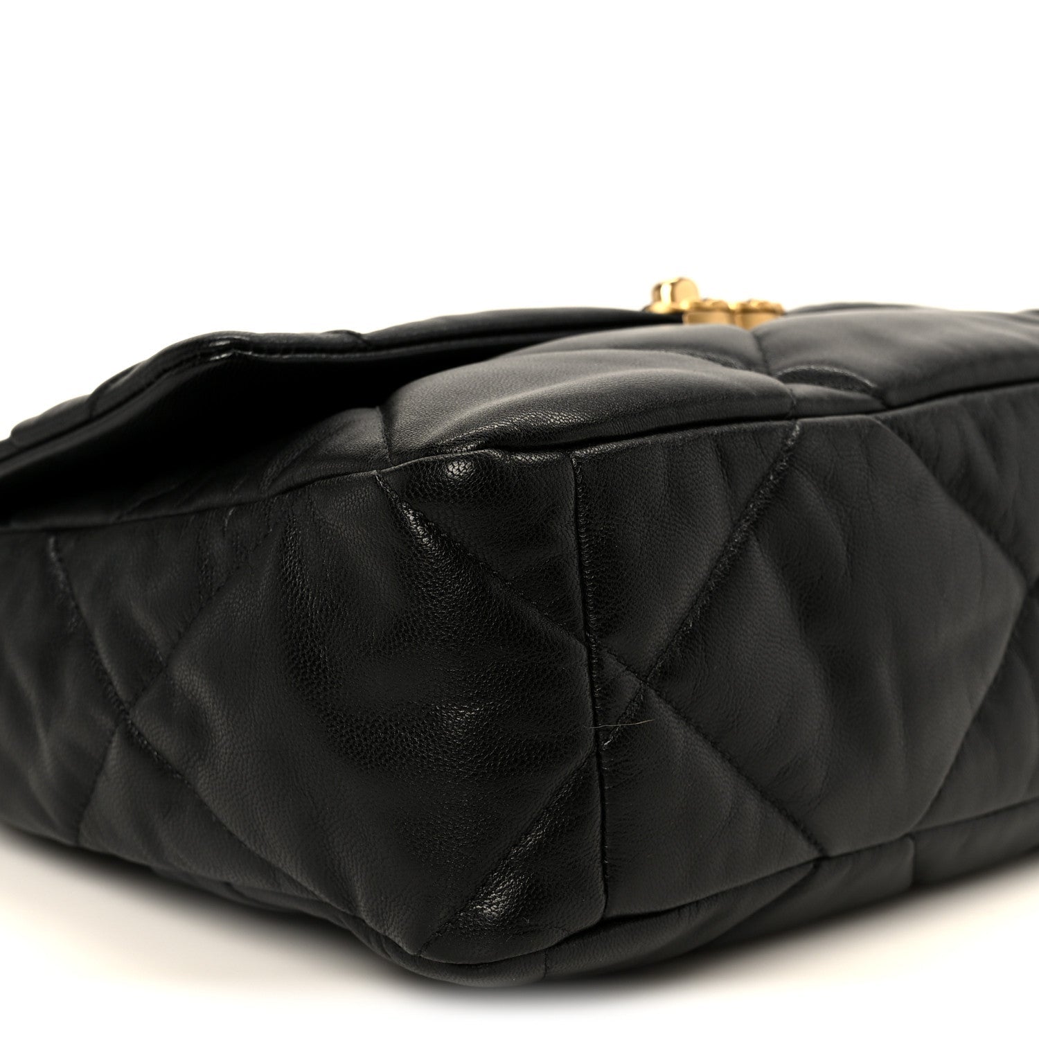 Goatskin Quilted Large CHNL 19 Flap Black