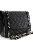 Caviar Quilted Jumbo Double Flap Black