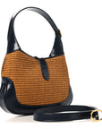 Straw Lux Boarded Dyana Lux Calfskin Small Jackie 1961 Hobo Dark Natural Blue