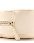 Lambskin Quilted CHNL 19 Round Clutch With Chain White