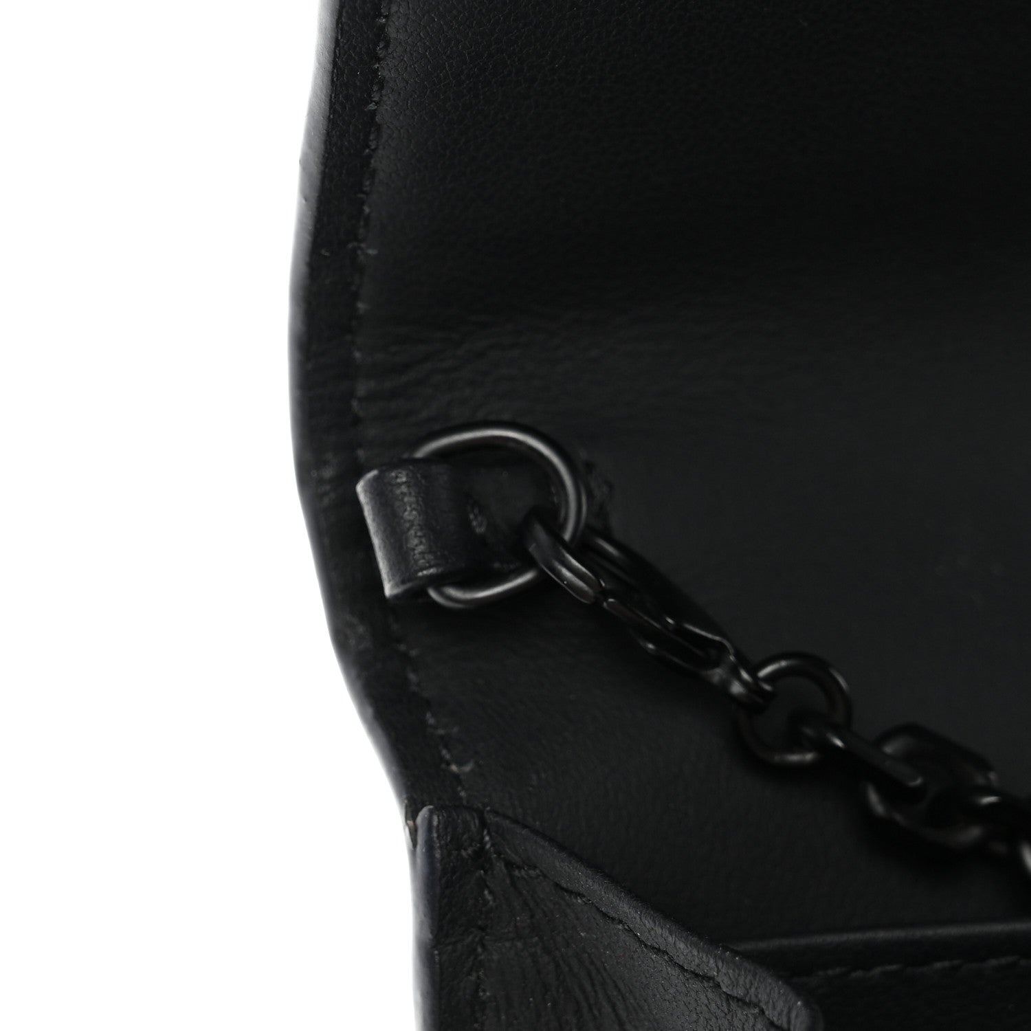 Ultra Matte Calfskin Saddle Chain Wallet Pouch Black