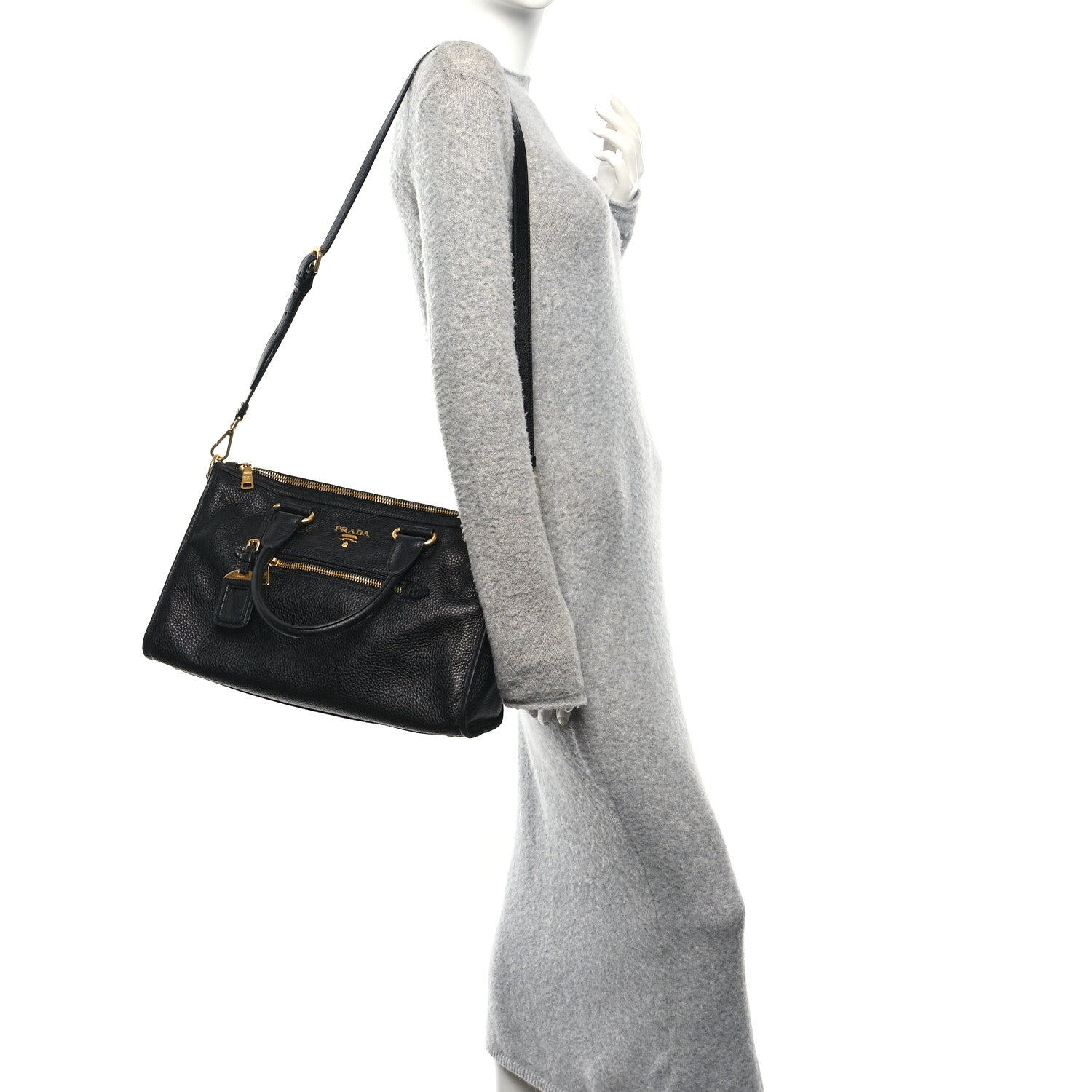 Vitello Daino Shopping Satchel Black