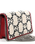 Tweed GG Monogram Super Mini Dionysus Shoulder Bag White Black Romantic Cherry