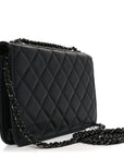 Lambskin Quilted Trendy CC Wallet On Chain WOC So Black