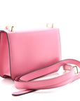 Box Calfskin Triangle Embleme Flap Shoulder Bag Begonia