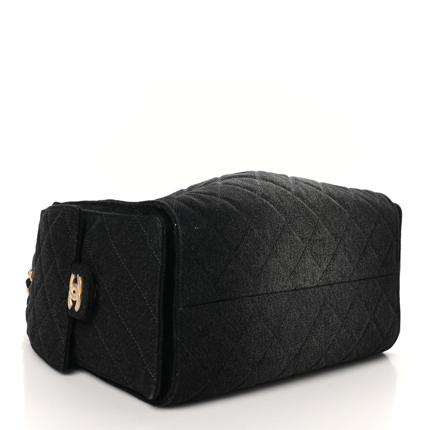 Washed Denim Quilted Small CHNL 25 Handbag Black