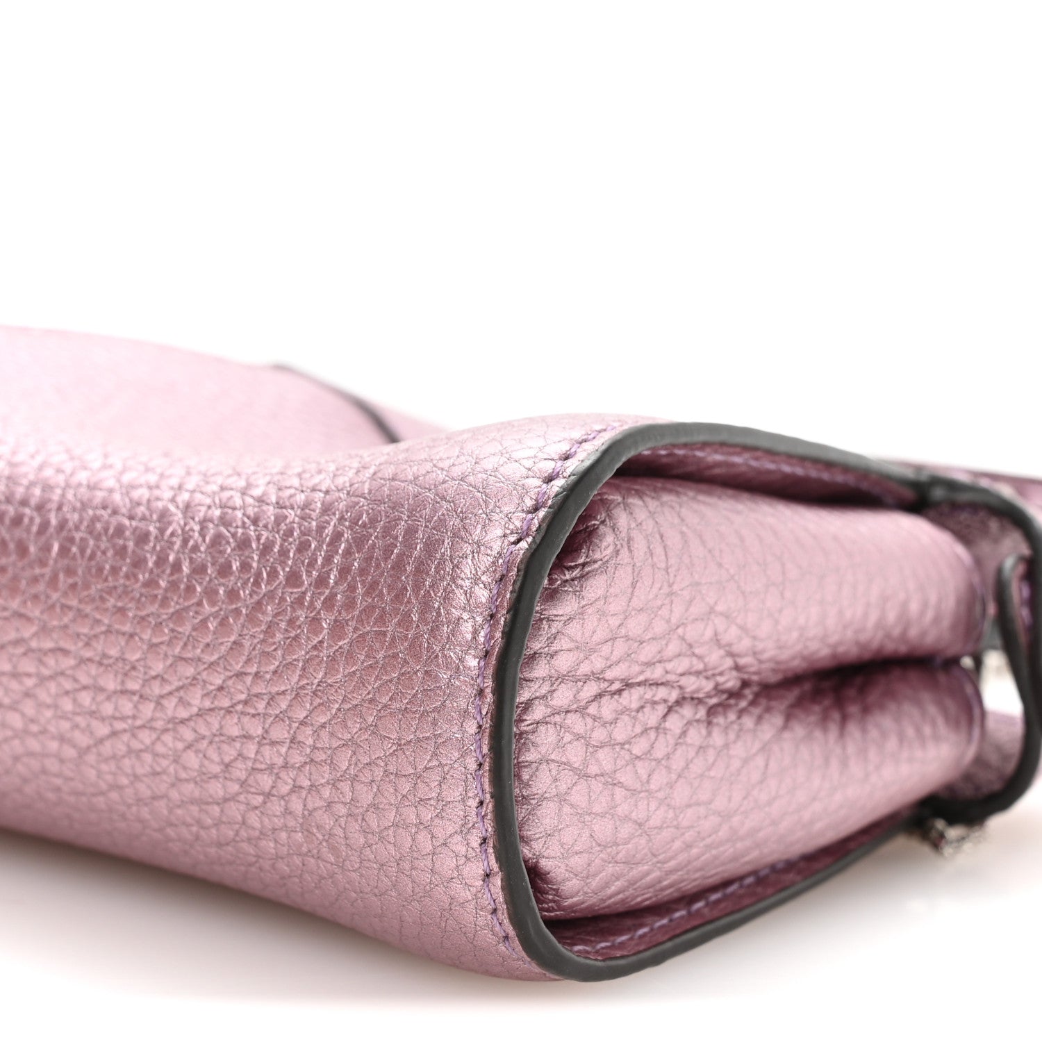 Metallic Cuoio Romano Selleria Nano Peekaboo Satchel Purple