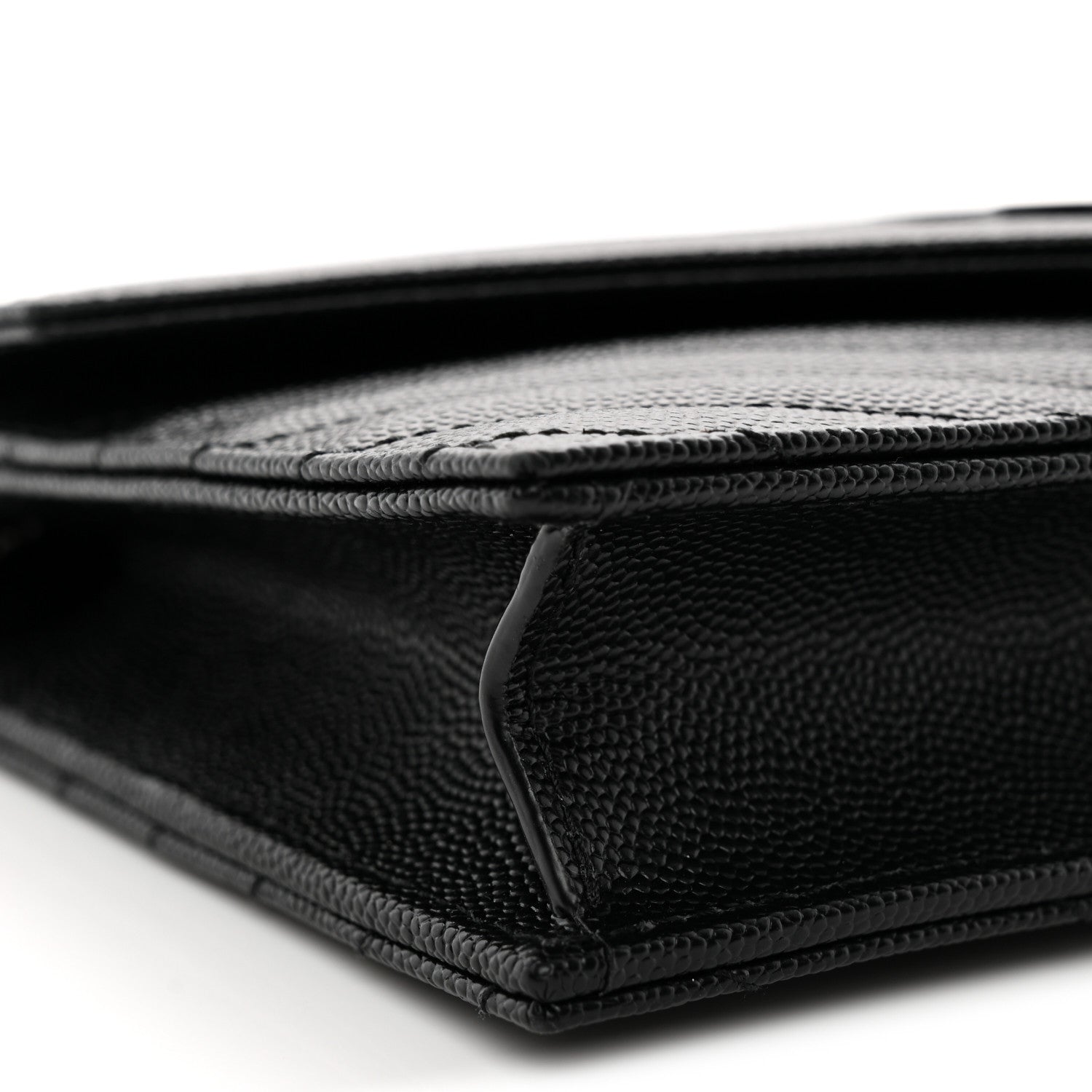 Grain De Poudre Matelasse Chevron Monogram Monochrome Envelope Chain Wallet Black