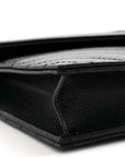 Grain De Poudre Matelasse Chevron Monogram Monochrome Envelope Chain Wallet Black