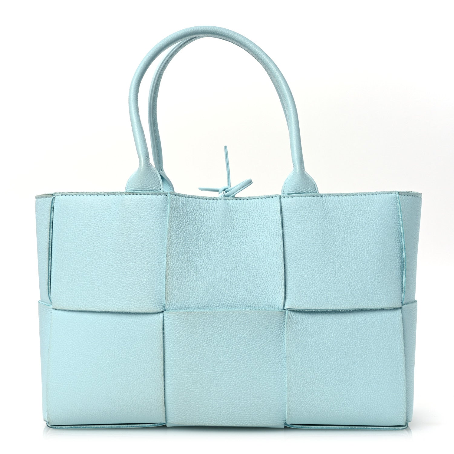 Grained Calfskin Maxi Intrecciato Small Arco Tote Pale Blue