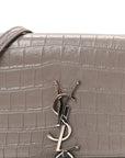Calfskin Crocodile Embossed Kate Monogram Tassel Chain Wallet Fog