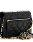 Caviar Quilted Mini Wallet On Chain WOC Black